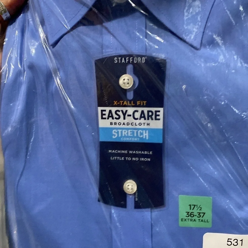 Stafford Travel Easy-Care Stretch ExtraTallWrinkle Free Long Sleeve Dress Shirt - Picture 4 of 6